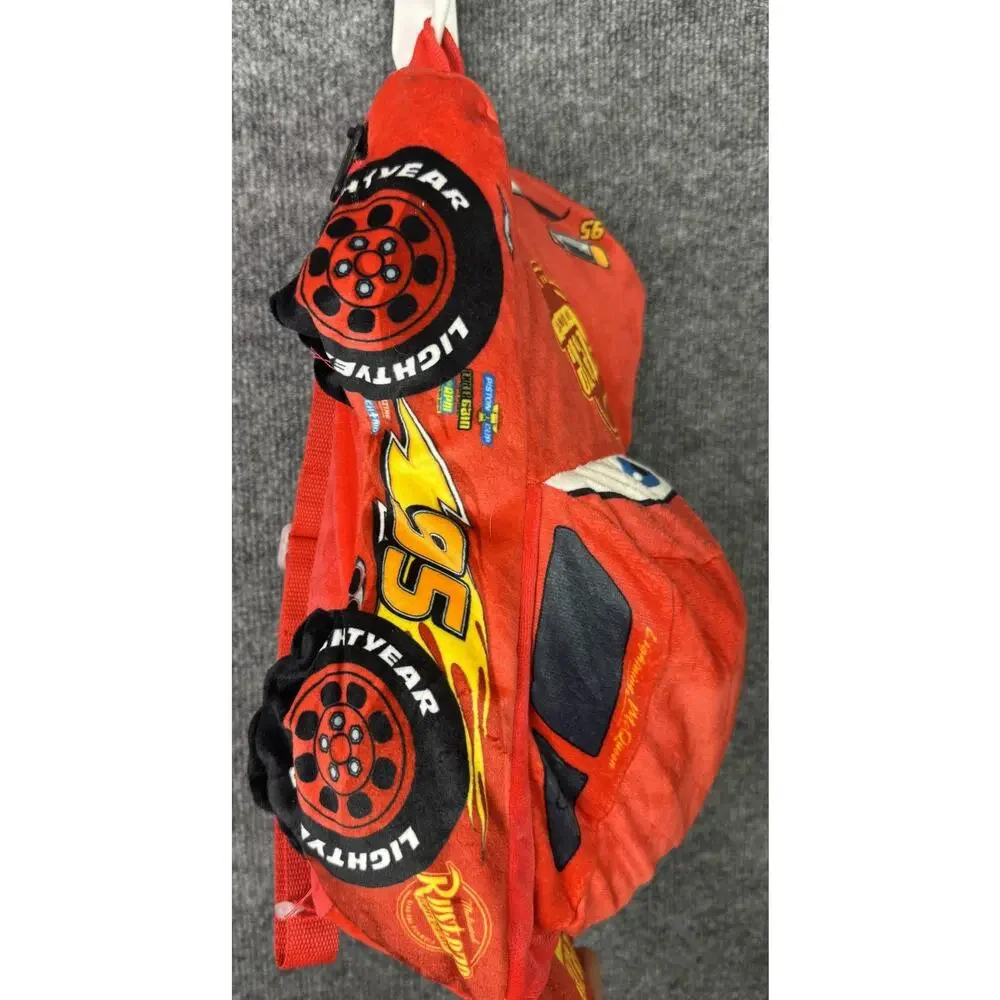 Disney Cars Lightning McQueen Red Plush 14in Backpack Boys Rust-eze 95 Kids Bag